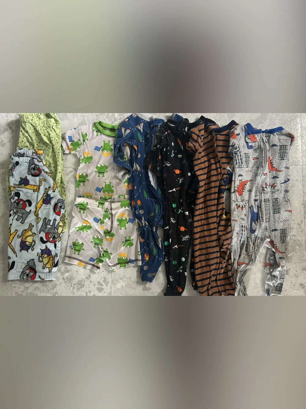 Carter's Mixed Boys Pajama Bundle - Green, Blue, Black, Brown, Gray